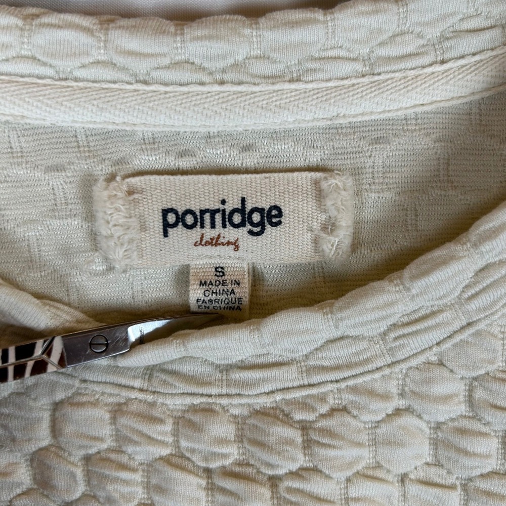 Porridge Anthropologie Women's Quilted Sweater Floral Puff Sleeve Cream Size S - Picture 3 of 10